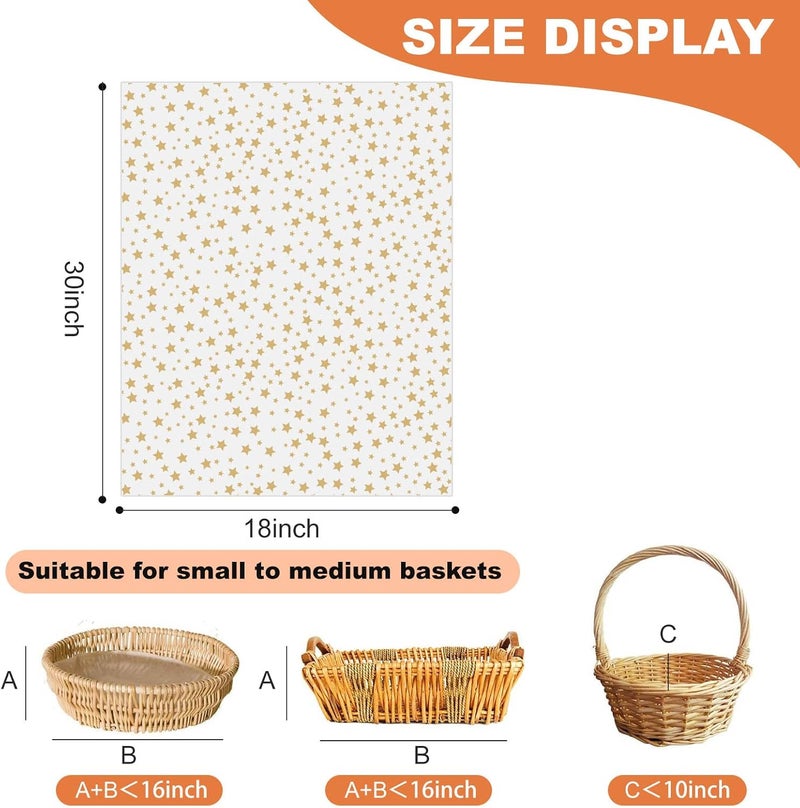ZIMCEMS 15Pcs 18X30 inch Gold Star Printed Clear Cellophane Gift Wrap Bags Basket Wrapping Plastic Large Cello Bags for Party Favors Treats Mug with 5" Twist Ties - Image 2
